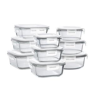 Glass Storage Containers with Lids, 9-Pack Glass Meal Prep Containers Airtight, Glass Food Storage Containers, Glass Containers for Food Storage with Lids - BPA Free & Leak Proof