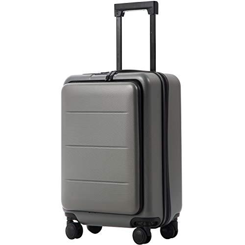 COOLIFE Luggage Suitcase Piece Set Carry On ABS+PC Spinner Trolley with pocket Compartmnet (Titanium gray, 20in(carry on))