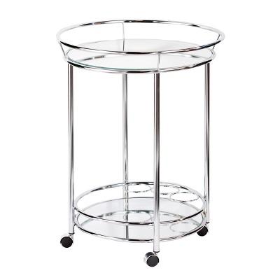 Camden Glam Rolling Bar Cart With Mirrored helve - Metallic Chrome - Aiden Lane