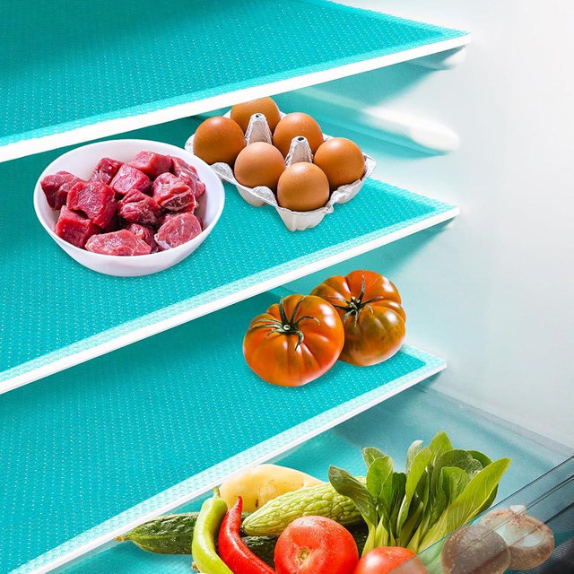 Daixers 10Pcs Refrigerator Liners, Washable Fridge Liner Shelf Mats Refrigerator Pads for Cupboard Cabinet Drawer Home Kitchen Accessories Organization (Blue)