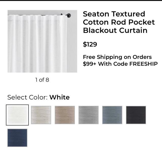 Seaton Textured Cotton Rod Pocket Blackout Curtain