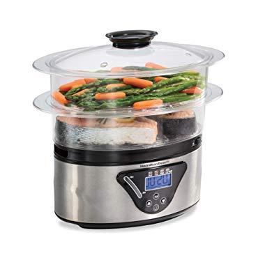 Hamilton Beach 37530A Digital Food Steamer, 5.5 Quart, Silver & Black