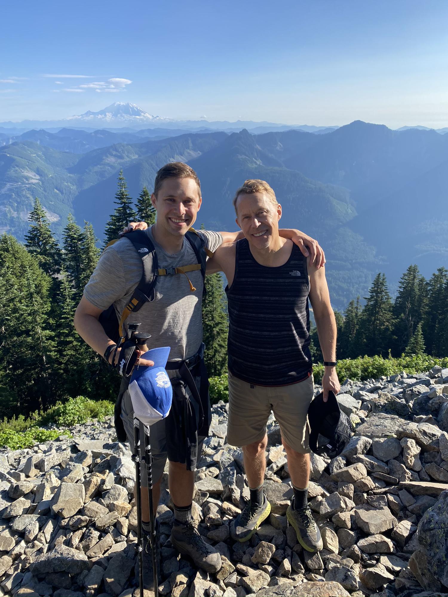 Trevor and his dad on a hike together (an activity that they both love to do together especially during the summer months)