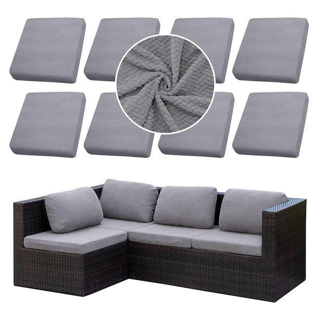 SUKAIKEQA Outdoor Cushion Covers Set,8PCS Patio Furniture Couch Seat Slipcovers, Replacement for Sofa Sectional Chair(Cover，Only)