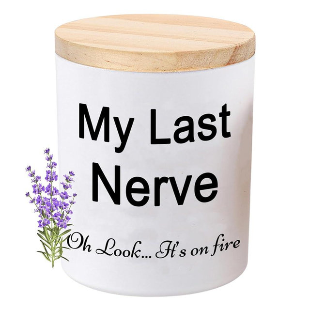 Candles Gifts for Women Funny Unique Novelty My Last Nerve Candle Christmas Birthday Gift for Sister Best Friend Stocking Stuffers for Women Lavender Scented Soy Candle