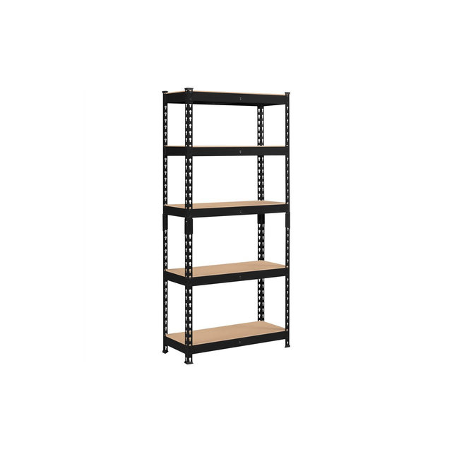 Yaheetech 5 Tiers Boltless Storage Shelf Metal Shelving Unit Black