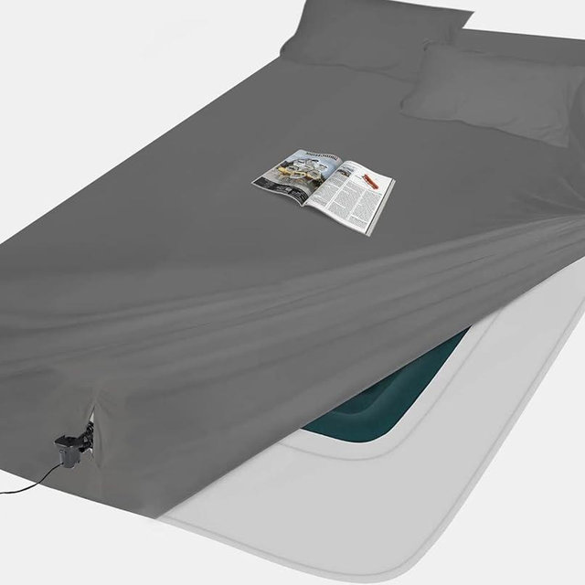AEHISDHIE Air Mattress Sheets - 2 Pieces Set - Suitable for Inflatable mattresses 18 inches deep - can be inflated Without disassembly, Convenient, Sturdy, Easy to use air Bed Sheet(Gray，Twin)