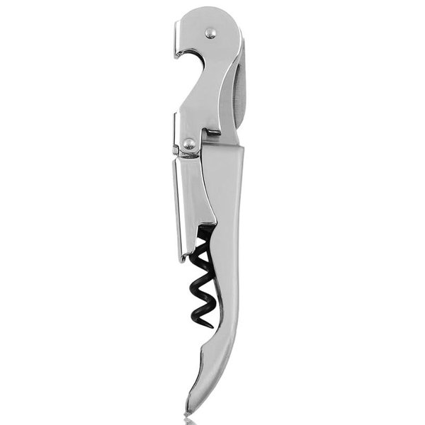 True Truetap Double Hinged Waiter's Corkscrew Wine Opener, Stainless Steel Wine Bottle Opener with Built In Foil Cutter, Home Bar Tools, Bar Cart Accessories, Wedding Gifts, Set of 1, Metallic Silver