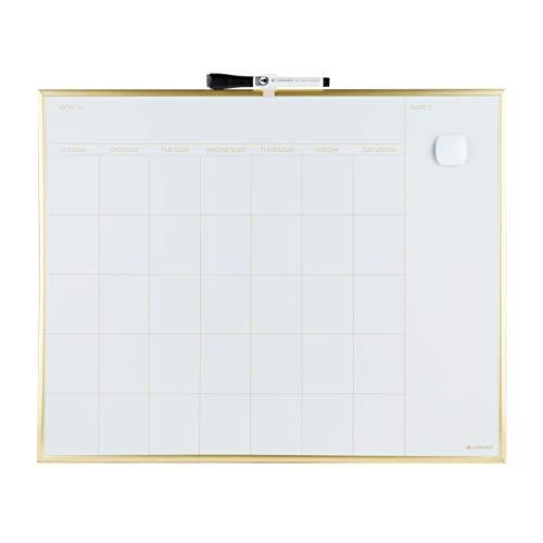 U Brands Magnetic Monthly Calendar Dry Erase Board, 20 x 16 Inches, Gold Aluminum Frame - 364U00-01