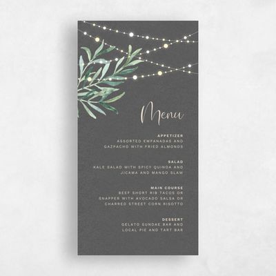 Charcoal, Grey Wedding Menu - Saranac