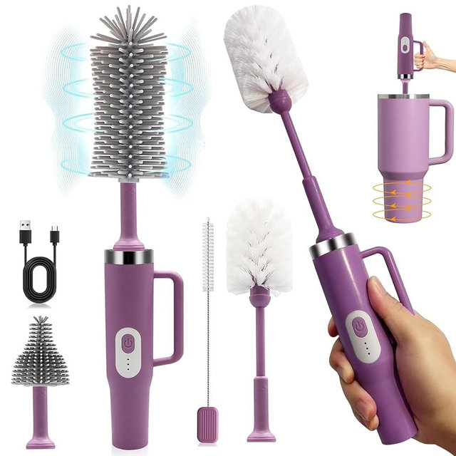 4 in 1 Electric Brush Cleaner Kit,Bottle Brush,Straw Cleaner,Multi-Function Rechargeable with IPX6 Waterproof & Extra-Long Design,for Baby Bottles, Pacifiers, Stanley Cups, Sports Bottles & More