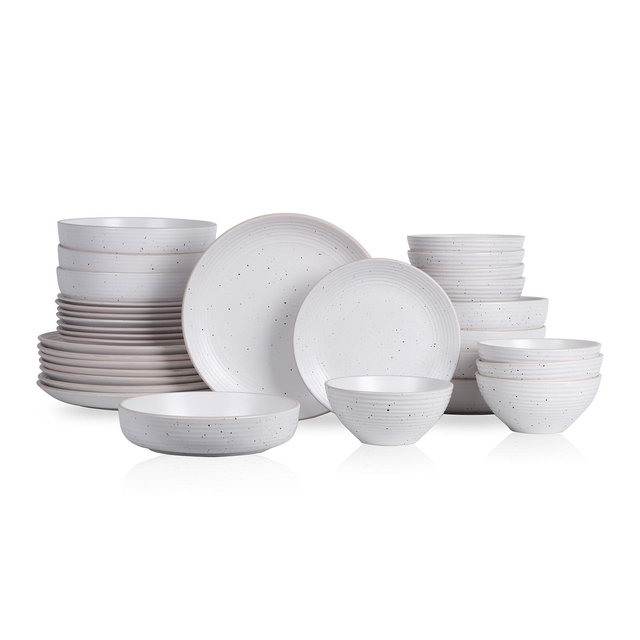 Stone Lain Lauren 32-Piece Stoneware Dinnerware Set, Service for 8, Off White