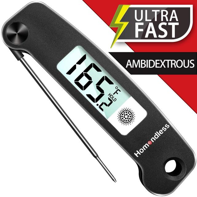 Digital Instant Read Meat Thermometer with Thermocouple Probe Ambidextrous Display Kitchen Cooking Food Thermometer IP67 Waterproof 2-inch Backlight LCD & Calibration for Grill Candy Oil Smoker