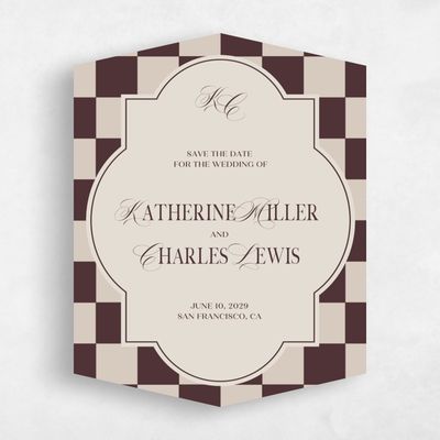 Brown Diamond Wedding Save the Date - Sarlat Portrait