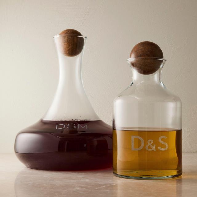 Glass Decanter with Wood Stopper for Wine