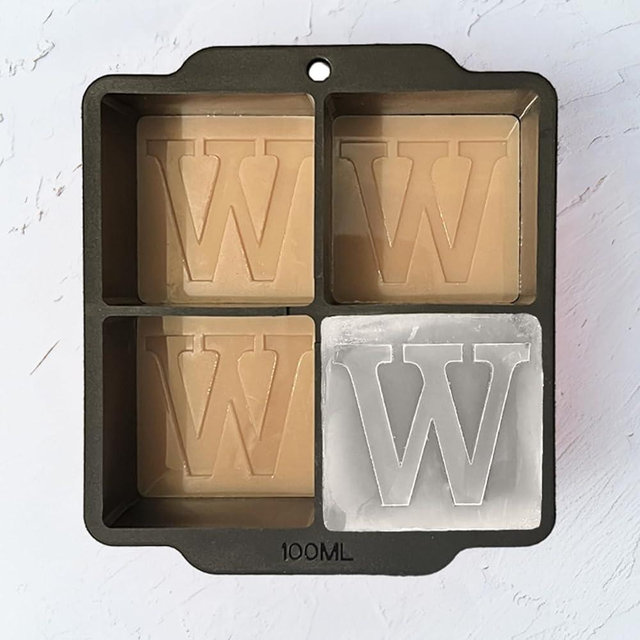 Letter W Monogram Ice Cube Mold Custom Ice Cube Mold 2 Inch Big Initials Silicone Ice Cube Tray Gifts for DAD Gifts for Him