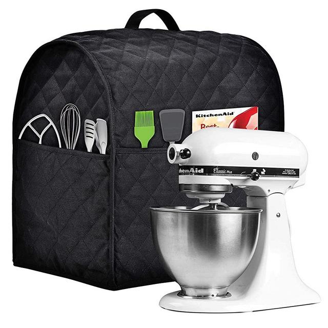 Stand Mixer Cover compatible with Kitchenaid Mixer, Fits All Tilt Head & Bowl Lift Models,The Fabric Is Pure Cottot,100% Cotton is Padded，Fine, Soft, Not Easy to Fade, Not Easy To Pilling. (Fits for 6-8 Quart, Black)