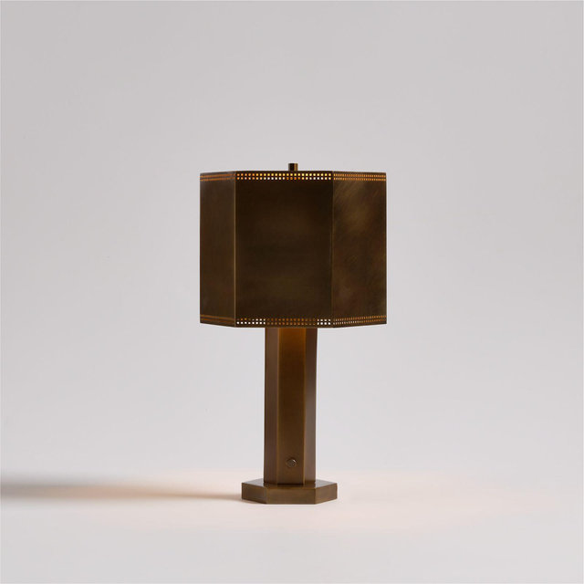 Trousdale Brass Perforated Metal Mini Table Lamp 15"