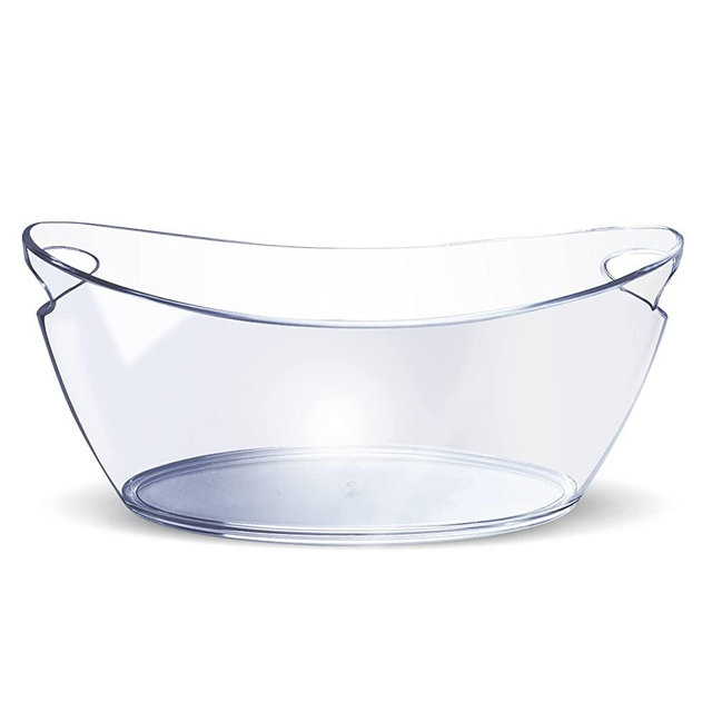 Ice Bucket - Ice Buckets for Parties - Clear Acrylic Champagne Bucket with Easy-to-Carry Handles - Long and Narrow 5.5 Liter Clear Bucket - Fits 3 Wine / 5 Beer Bottles