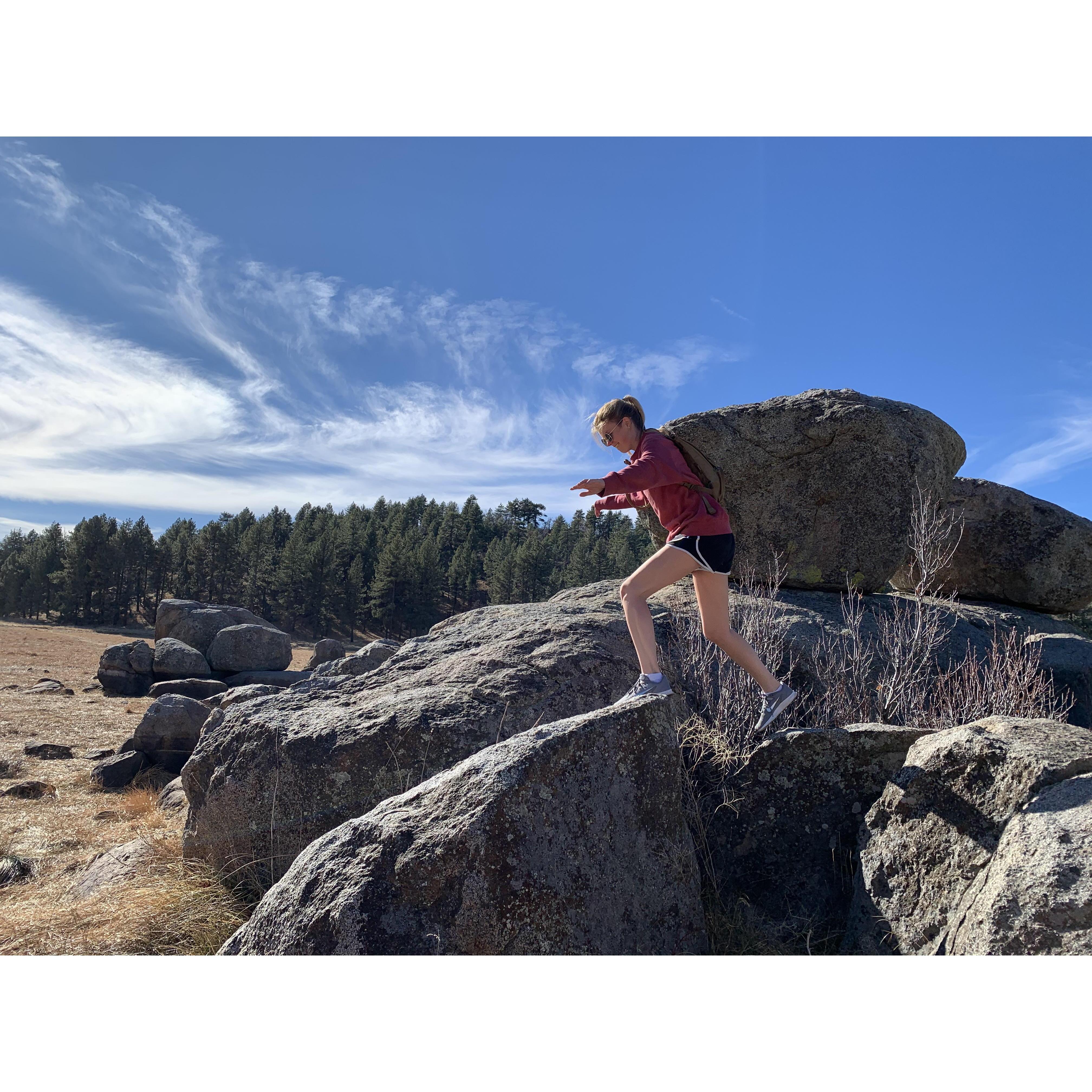 B showing off her mountaineering skills on a hike through the Big and Little Laguna Trails.
-Mount Laguna 2020
