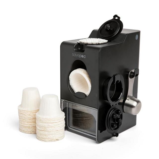 Savepod Coffee Pod Maker for Single Serve Coffee Machine, Keurig Coffee Machines/K Cup Brewer Compatible, Reusable Pods Alternative, Includes Stainless Steel Small Scoop and 100 Filters (Slate Black)