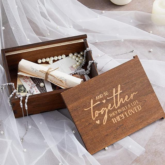 AW BRIDAL Memory Box Wood Keepsake Box Decorative Box Gift Box Wedding Engagement Gifts for Couples Anniversary Bridal Shower Gifts for Women