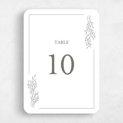Green Rounded Wedding Table Number - Merrion