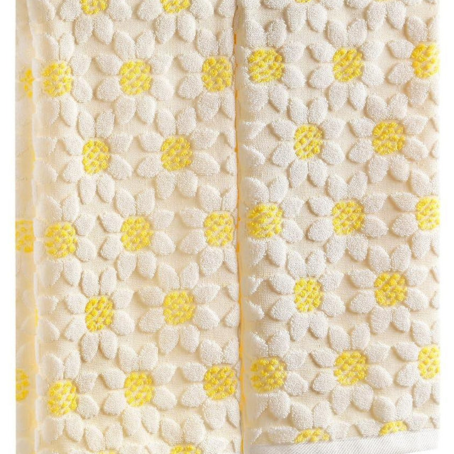 Quera 2 Pack Hand Towels Spring Summer White Yellow Flower Sunflower Farmhouse Cotton Bathroom Decorative Towels Set for Drying, Cleaning, Cooking, Holiday 13.7'' x 29.5''
