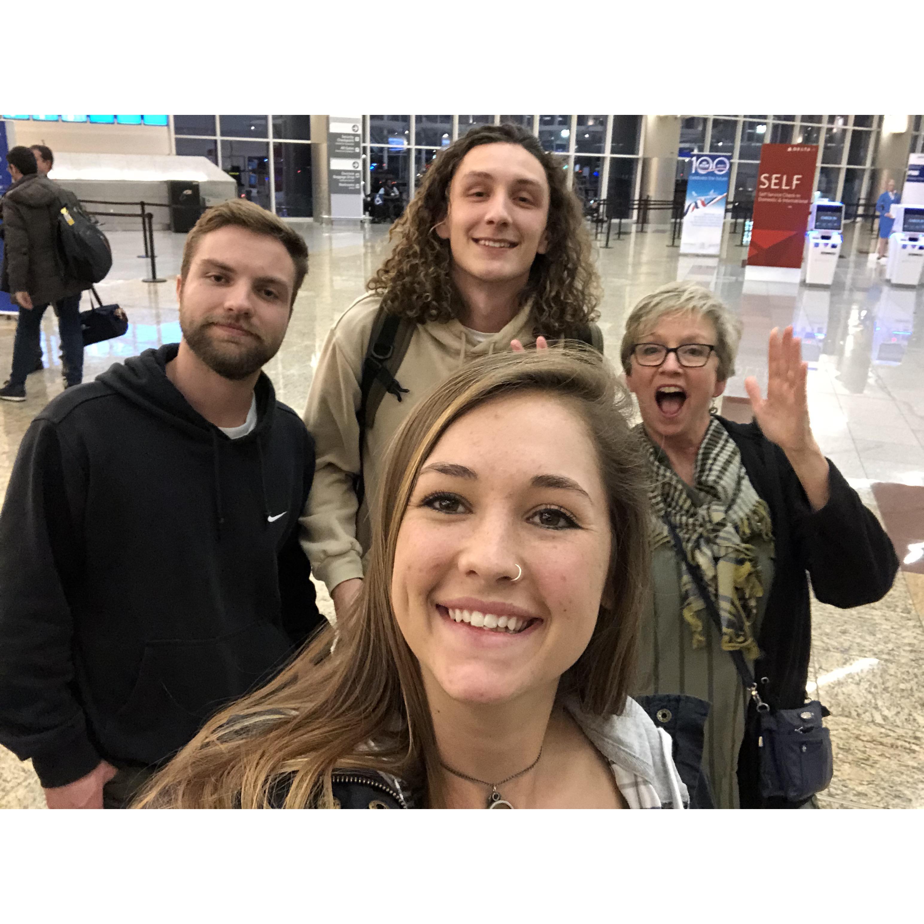 Shane left for Africa and Lanna went with his family to the airport.