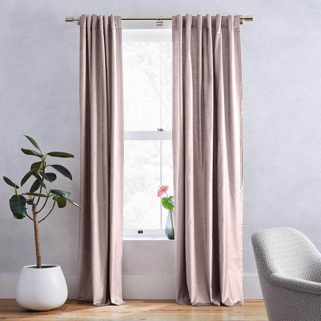 Luster Velvet Curtain with Cotton Lining, Dusty Blush, 48"x84"