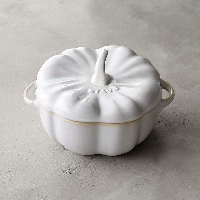 Staub Ceramic Stoneware Pumpkin Cocotte, 3/4-Qt., White