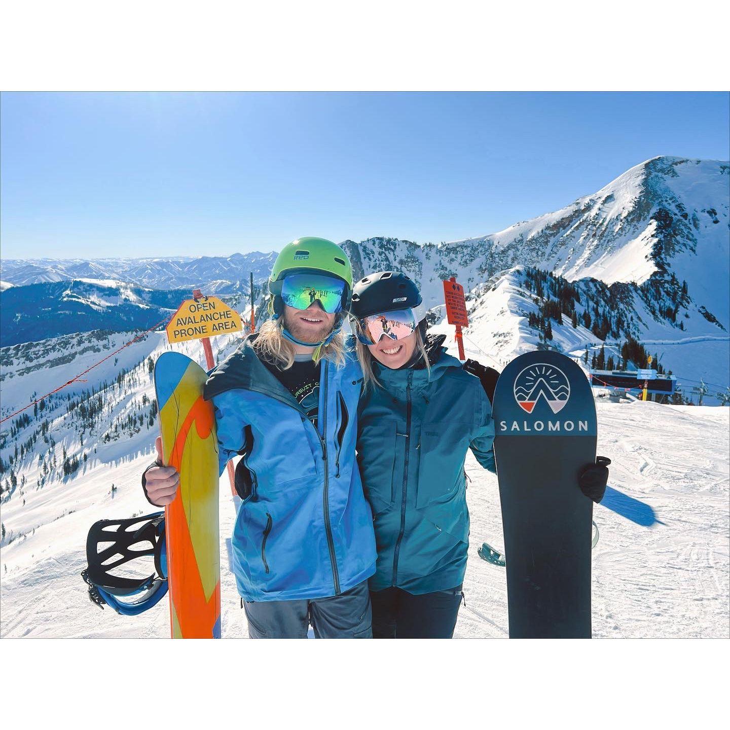 February 2022 - Snowboarding together at Snowbird in UT!