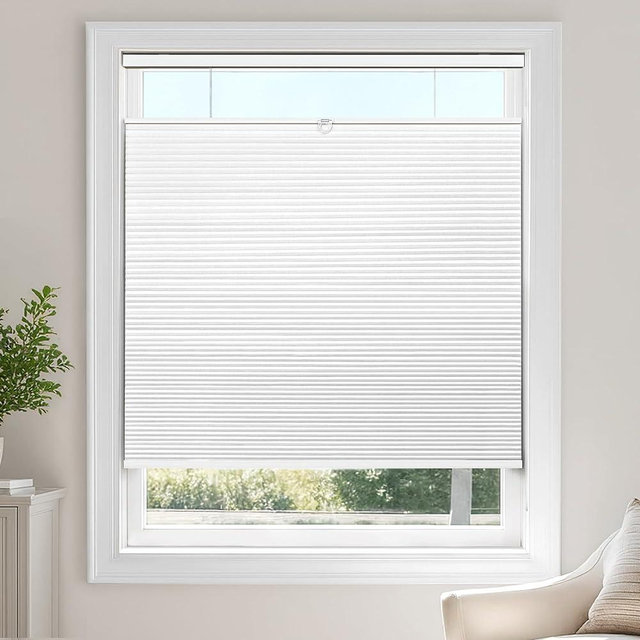 LazBlinds Top Down Bottom Up (TDBU) Cordless Cellular Shades – Blackout, Thermal Insulation, Noise Reduction, Light Blocking Honeycomb Blinds for Windows 30" W x 48" H, White - Blackout