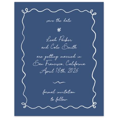 Dark Cobalt, Blue Wedding Digital Save the Date - Nesso Portrait