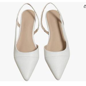 Size 7.5 OYOANGLE Women's Pointed Toe Slingback Flats Slip on Flats Casual Dressy Office Work Shoes