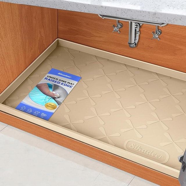SIKADEER 25" x 19" Under Sink Mat Waterproof, Silicone Mat Kitchen Drawer Shelf and Cabinet Liner, Sink Protector for Kitchen Organizers and Storage, Boot Tray Pet Food Mats