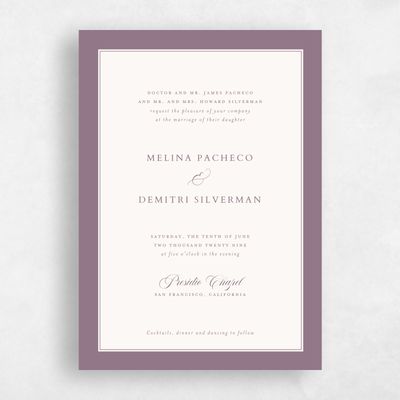 Grayed Lilac, Purple Wedding Invitation - Newport Portrait