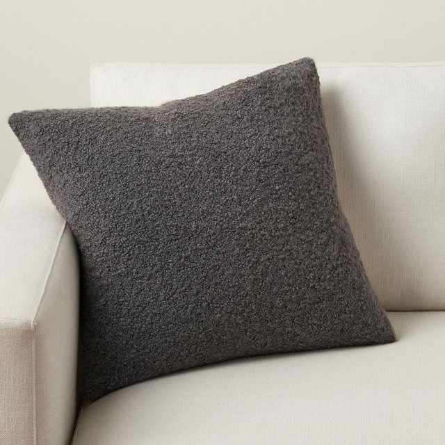 Boucle Pillow Cover, 20", Charcoal
