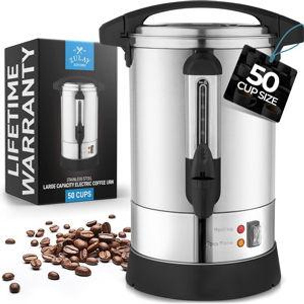 Zulay Commercial Coffee Maker Machine Urn - Large Percolator Pot Dispenser With Double-Wall Stainless Steel, Quick Brew, Stays Hot - Also for Water, Tea,...
