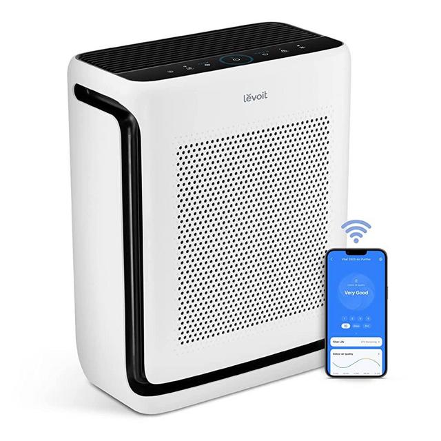 LEVOIT Air Purifiers for Home Large Room, H13 True HEPA Filter and U-Shaped Air Inlet Powerfully Remove Pet Hairs, Allergies, Smoke, Dust in Bedroom, Smart WiFi and Sleep Auto Mode, Vital 200S, White