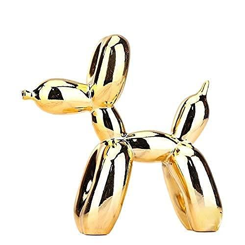 Shiny Electroplating Balloon Dog Statue Collectible Figurines Art Sculpture Animals Figurine Resin Crafts Living Room Desktop Home Decor Ornament Decorations Modern (Gold,3.9*3.9*1.6in)