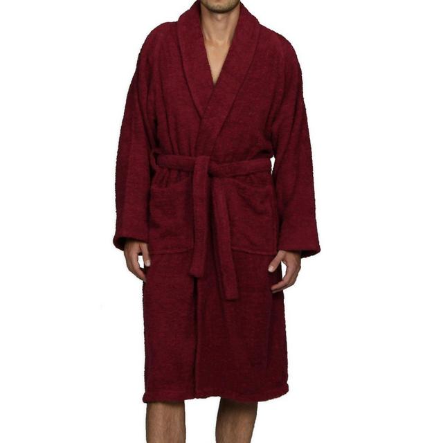 X-Large Cotton Terry Adult Unisex Bathrobe in Burgundy