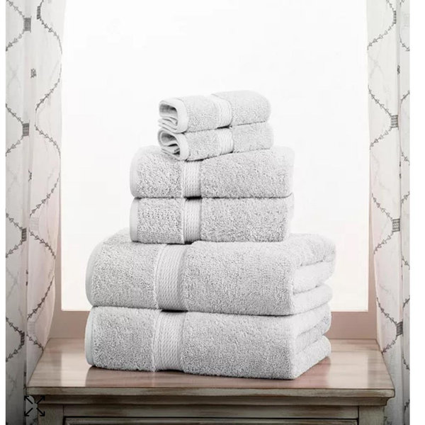 Egyptian-Quality Cotton 6-Piece Towel Set- Silver