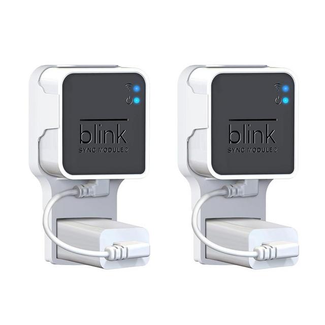 Kidjoyo Wall Mount for Blink Sync Module 2 with Short Cable - Save Space - No Messy Wires - Easy Move Mount Bracket Holder for Blink Outdoor Indoor Security Camera (2 Pack)