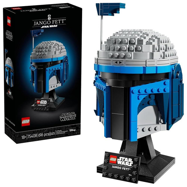 LEGO Star Wars Jango Fett Helmet - DIY Model Kit for Adults 18+ - Collectible Building Set - Room Decor Idea for Attack of The Clones Fans - Star Wars Gift Idea for Birthdays - 75408