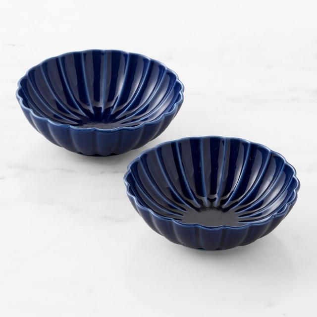 Scalloped Dipping Bowls, Set of 4, Blue