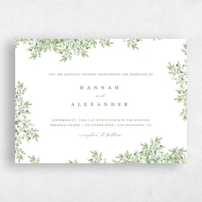 Rich Laurel Green Wedding Invitation - Lugano Landscape