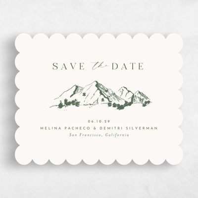 Beige Scalloped Wedding Save the Date - Crispin Landscape