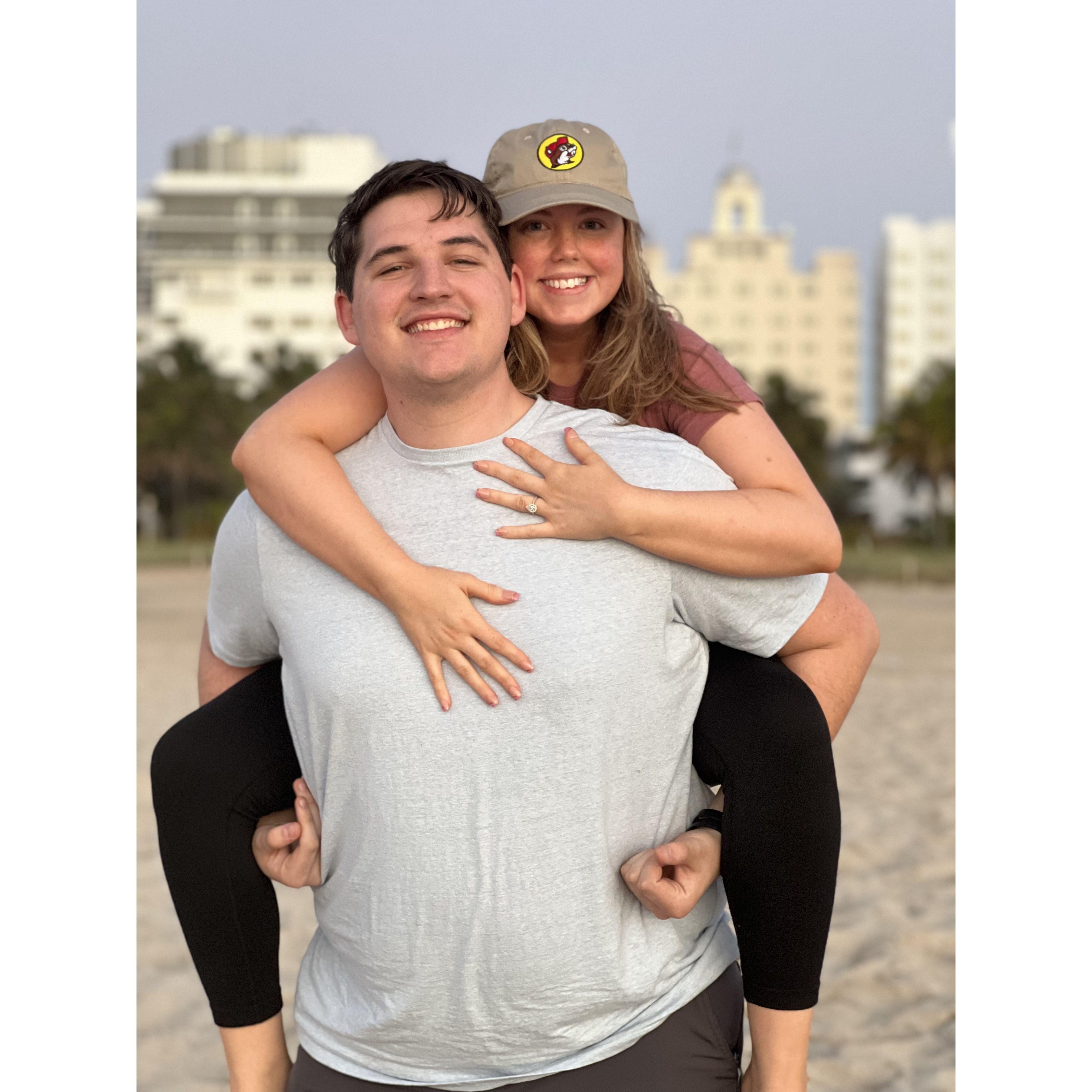 Our most recent trip to Florida, getting a nice picture on the beach in Miami at sunrise. This was after a 20 hour drive from Dayton.