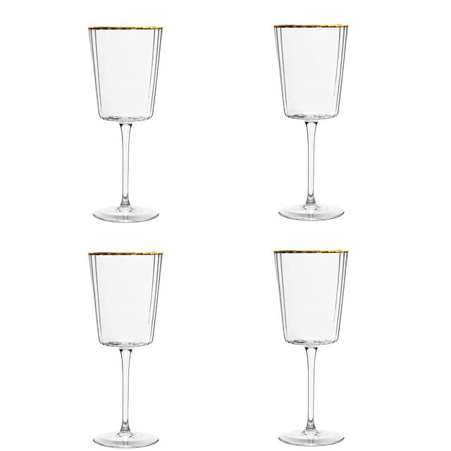 10 Strawberry Street Grace Gold Rim Glassware, White Wine Glass, Set of 4